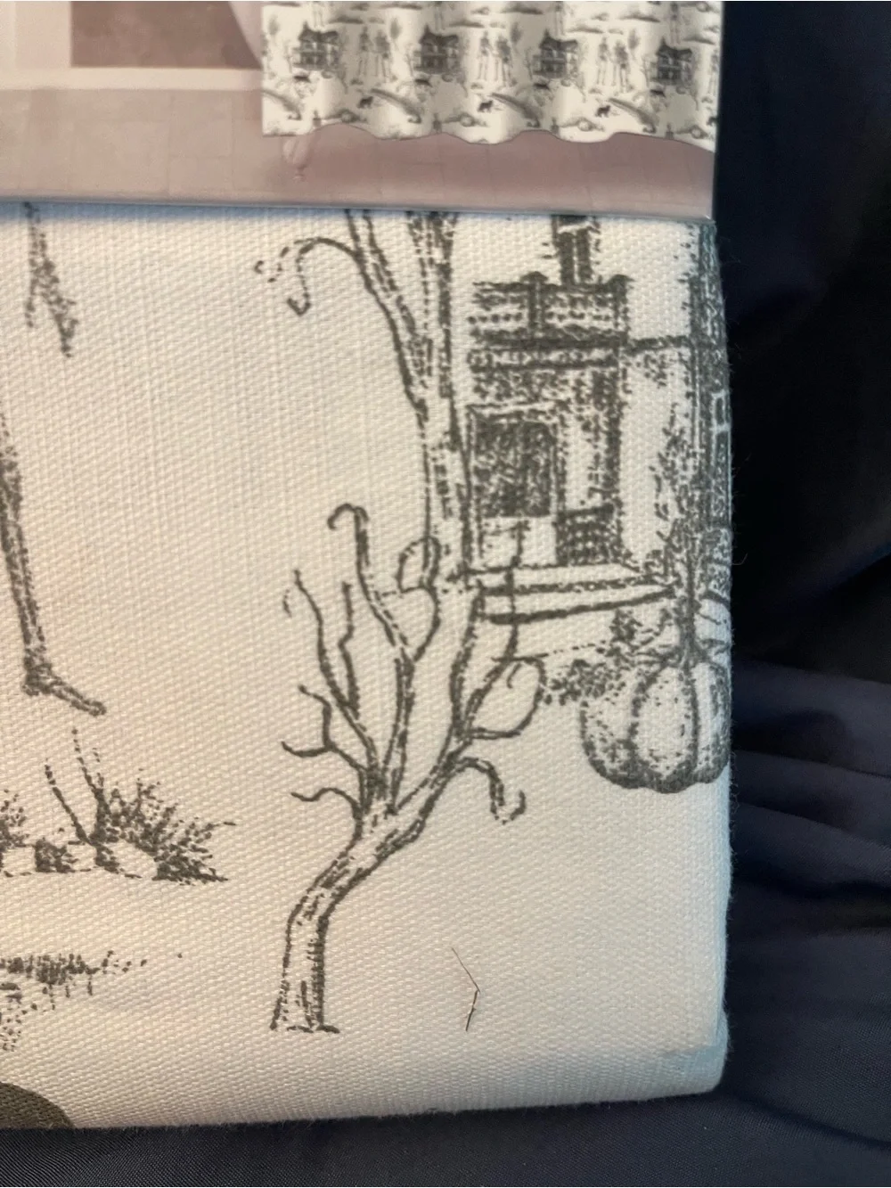 Spellbound Black & White Skeleton/Halloween Cotton Shower Curtain